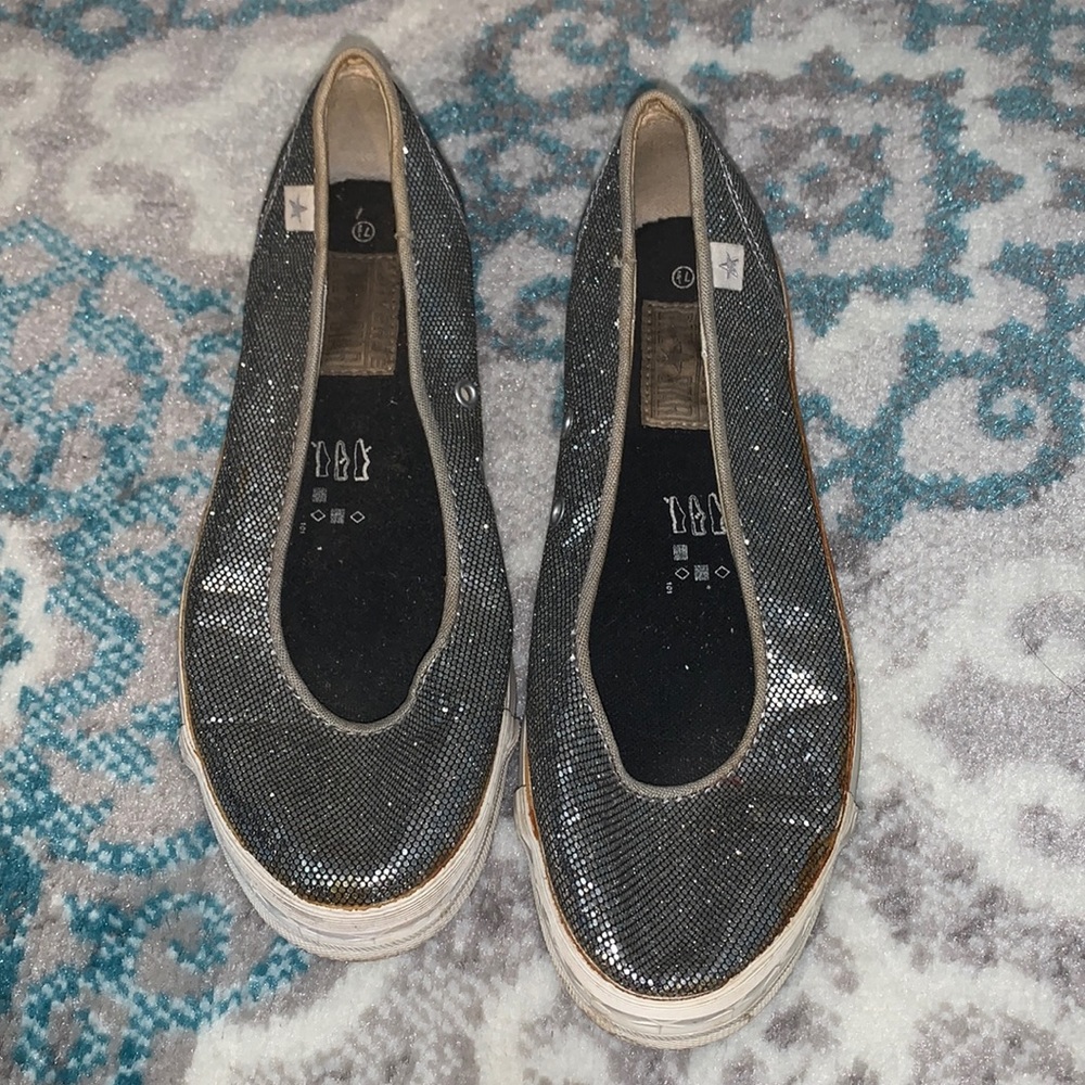 Converse One Star Silver Glitter Shoes
